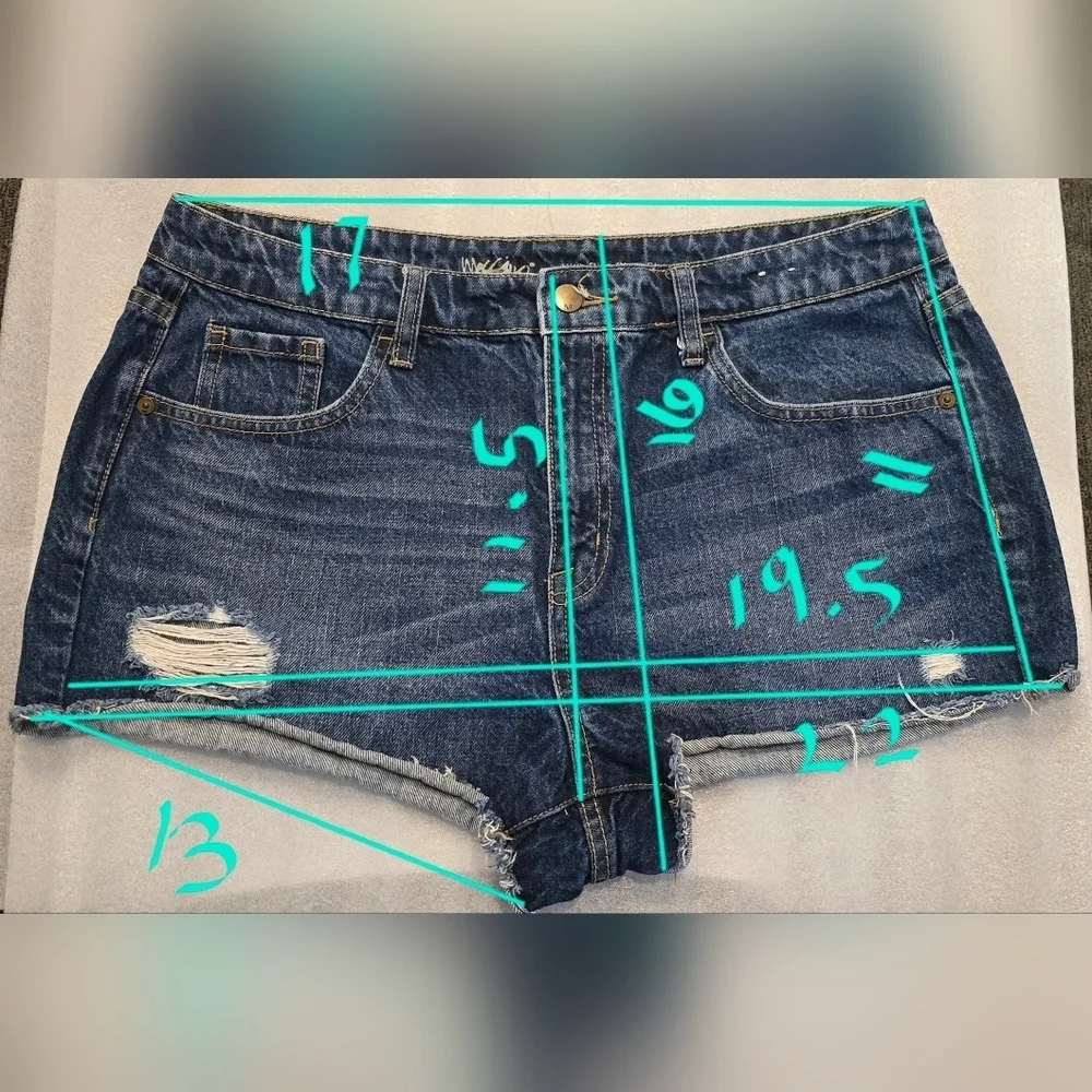 Mossimo Supply Co. High-Rise Distressed Denim Short Shorts, Size 14/32
